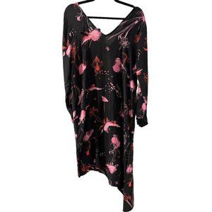 Topshop BOUTIQUE Silk Floral Asymmetrical Shift Dress